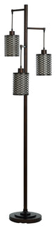 Rubbed Bronze Three Head Floor Lamp Wired Metal Shade