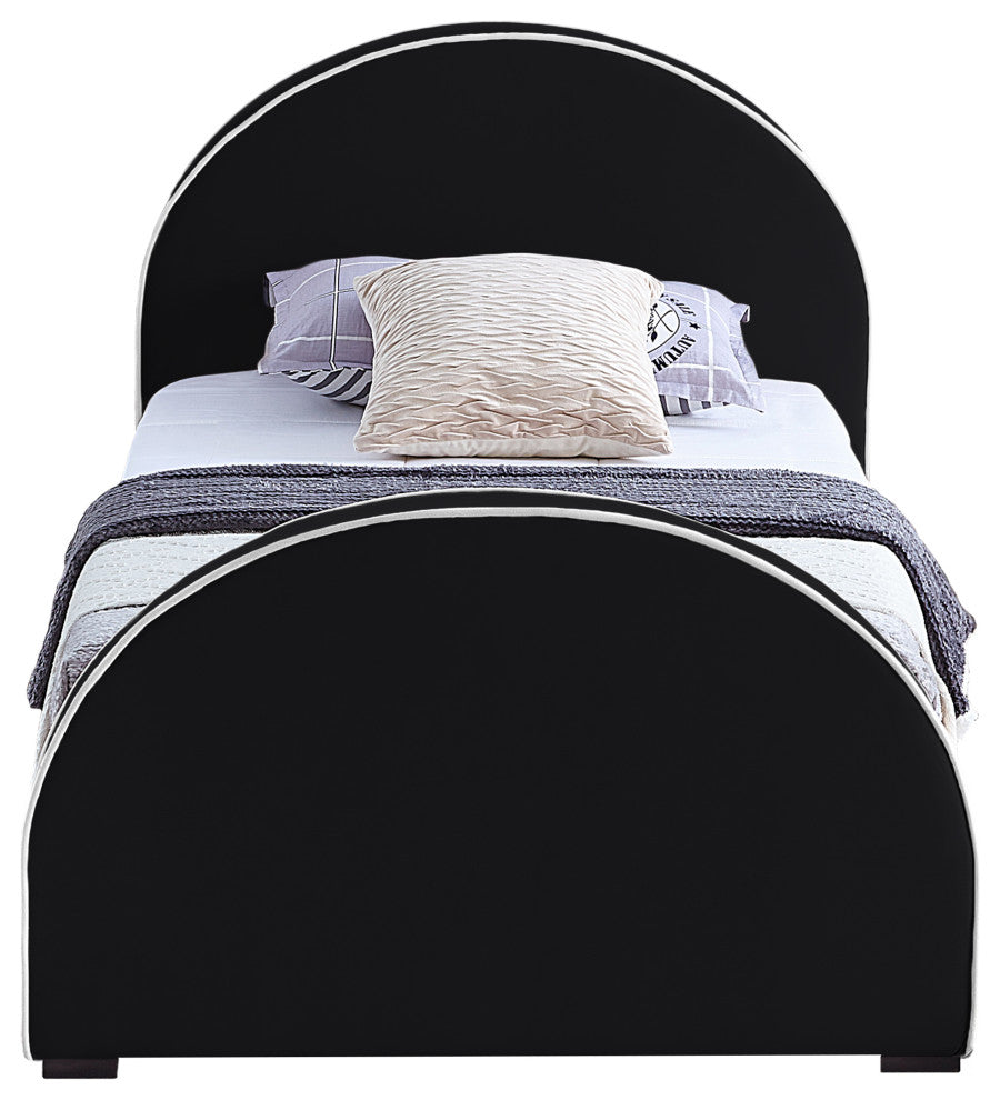 Brody Velvet Upholstered Bed, Black, Twin
