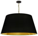 1 Light Brynn Extra Large Pendant, Black/Gold Shade, Aged Brass