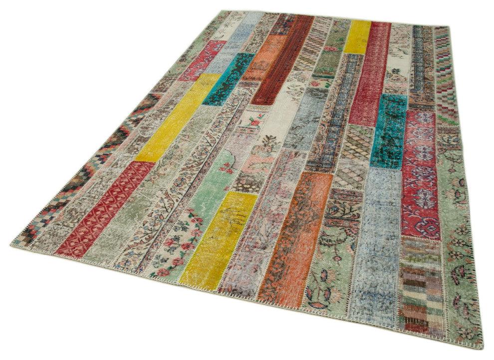 Rug N Carpet - Handwoven Anatolian 6' 8" x 10' 0" Wool Patchwork Area Rug