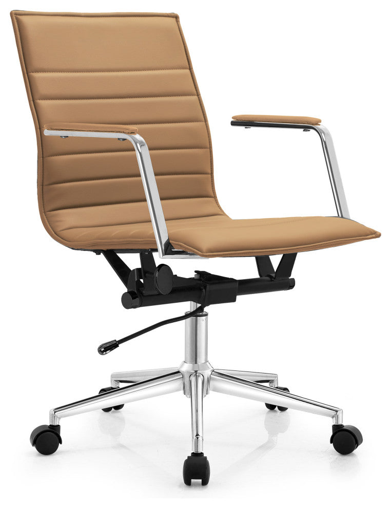 Mid Century Home Office Chair Mid Back Ergonomic PU Leather Executive Chair