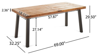Daria Natural Stained Acacia Wood Dining Table, Natural Stained