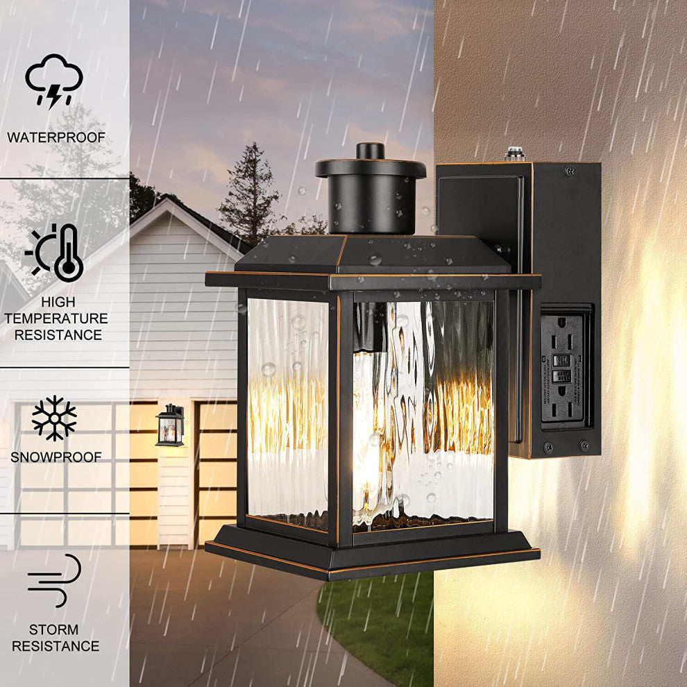 2 Outlets Dusk to Dawn Outdoor Porch Lights Aluminum Rust Exterior Wall Light