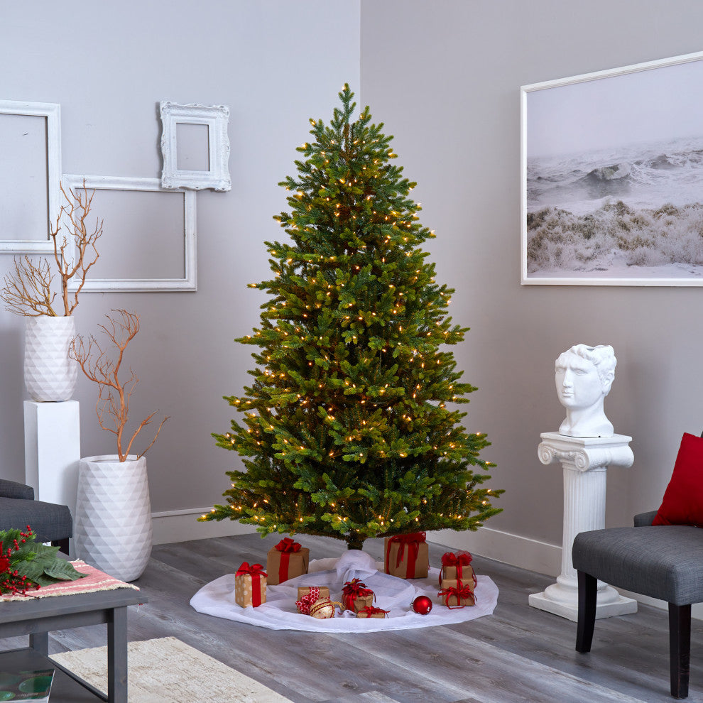 7' North Carolina Fir Faux Xmas Tree W/550 Clear Lights & 3703 Bendable Branches