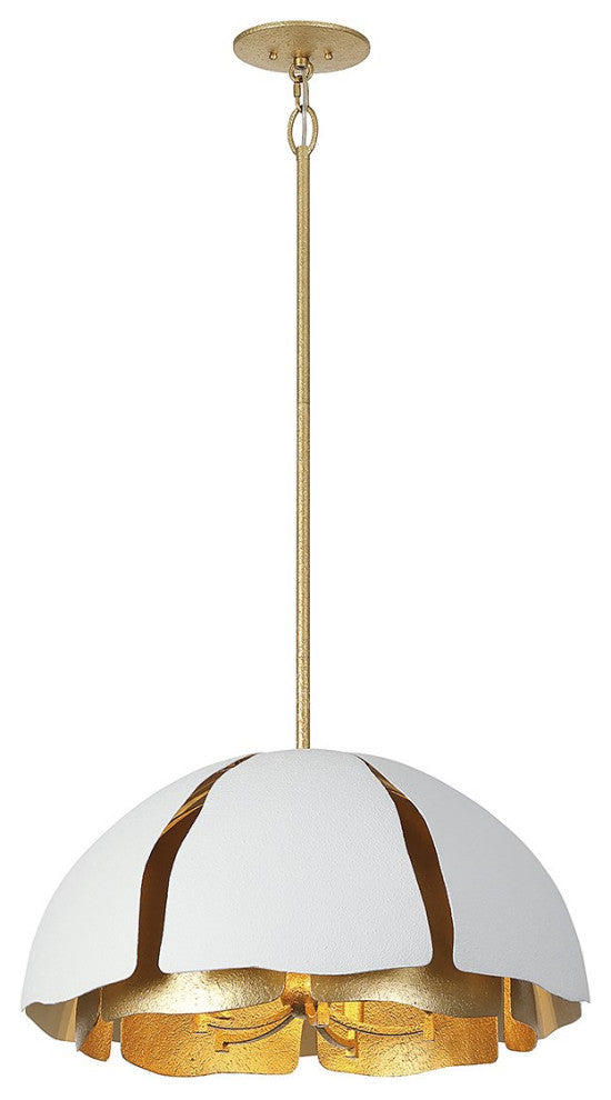 Brewster Pendant, Cavalier Gold With Royal White, 5-Light