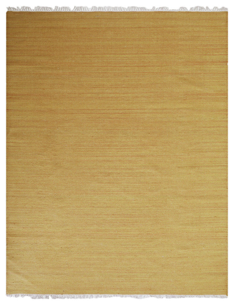 HAND WOVEN FLAT WEAVE KILIM WOOL ECO-FRIENDLY AREA RUGS,Gold, Solid Design, Gold, [Rectangle] 10'x13'