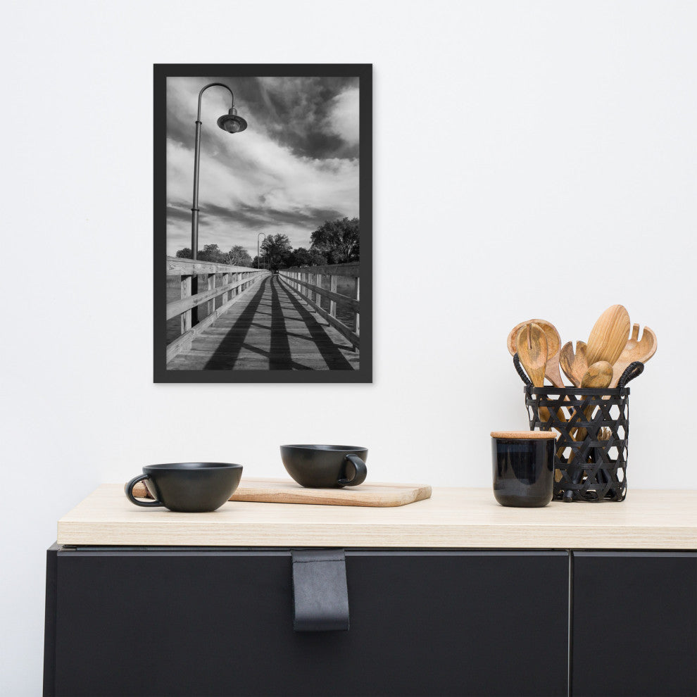 Follow the Lines Rural Landscape Framed Photo Paper Wall Art Prints, Black, 12" X 18"