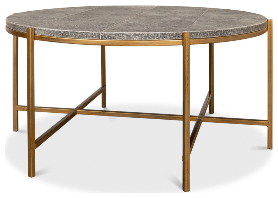 Mid Century Round Leather Cocktail Table