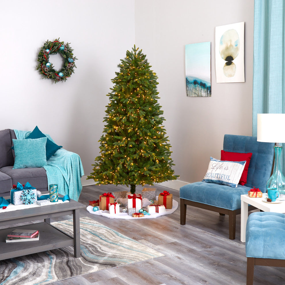 6.5' Oregon Fir Faux Xmas Tree W/Micro, Multifunction Lights & Bendable Branches