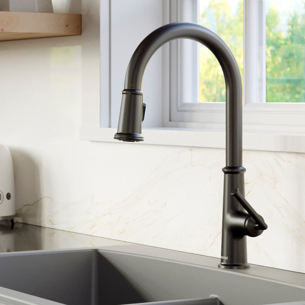 Karran KKF330 1-Handle Pull Down Dual Function Sprayer Faucet, Matte Black