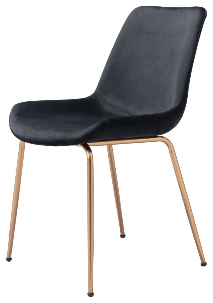 Dining Chair, Set of 2, Steel Metal, Fabric, Black, Gold, Kitchen Cafe Bistro