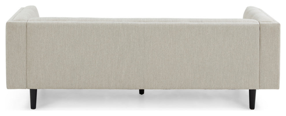Plano Mid-Century Modern Tufted 3-Seater Sofa, Light Gray/Dark Brown, Beige/Dark Brown