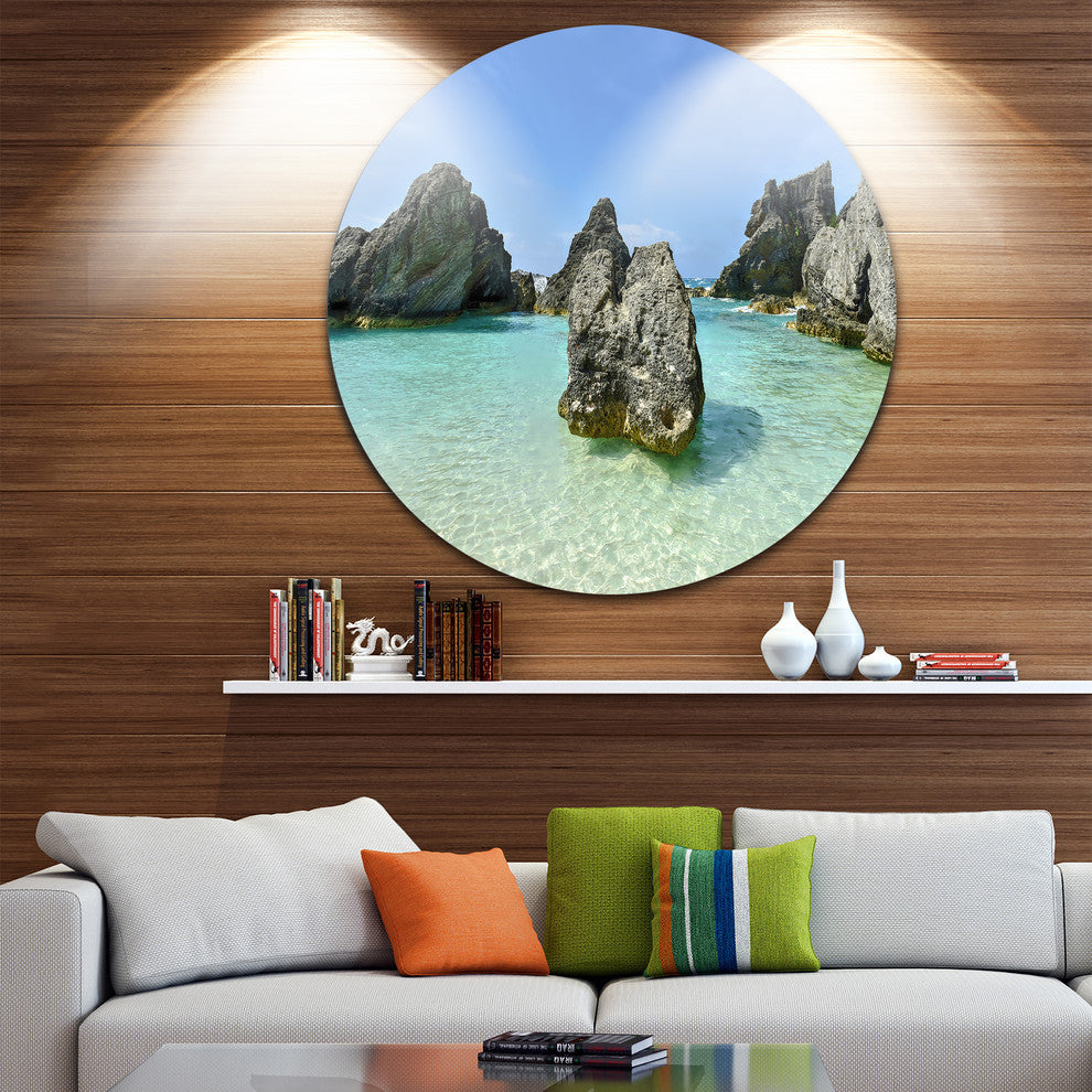 Horseshoe Bay Cove Bermuda, Beach Round Wall Art, 11"
