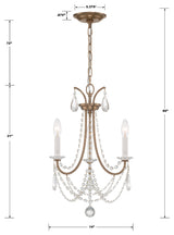 Karrington 3-Light Aged Brass Mini Chandelier