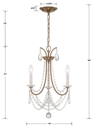 Karrington 3-Light Aged Brass Mini Chandelier