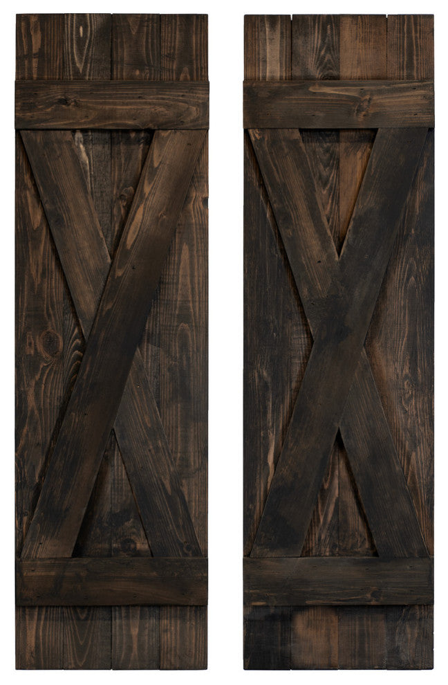 X Board and Batten Exterior Shutters Pair, Slat Black, 48"
