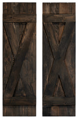 X Board and Batten Exterior Shutters Pair, Slat Black, 48"