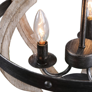 LNC 3-Lights Farmhouse Distressed Gray Globe Cage Mini Chandelier