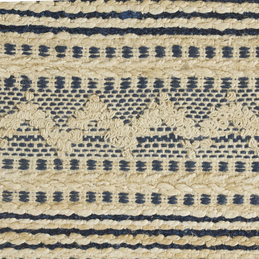 8??x 10??Blue and Beige Chevron Striped Area Rug