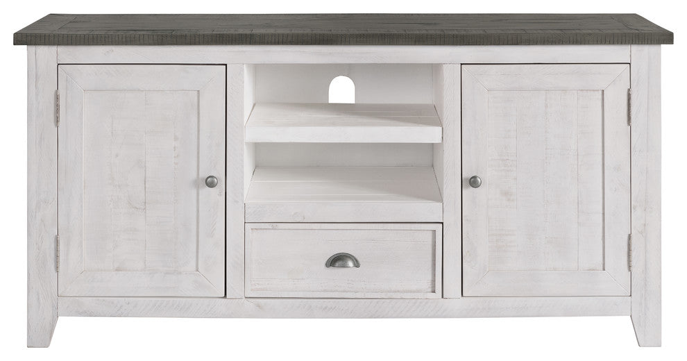 Monterey 60" Monterey TV Stand, White With Grey Top