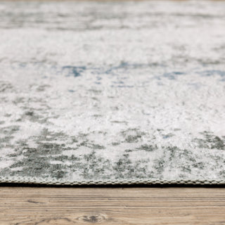 Michaela Machine Washable Marbled Grey/ Blue Indoor Area Rug, Grey, 2'x3'