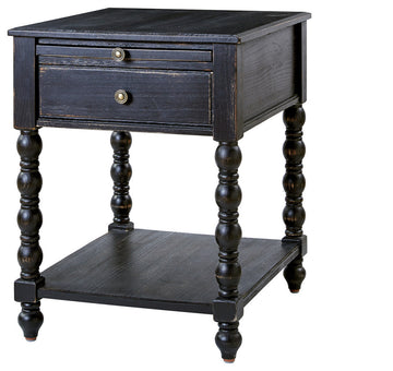 26"H Traditional/Farmhouse Style End Table, Charcoal