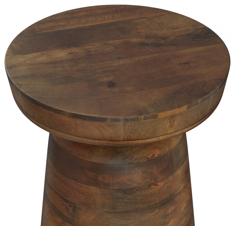 Robbie SOLID MANGO WOOD Accent Table, Walnut Brown