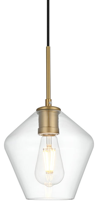 Home Living 8" Pendant Clear Shade, Satin Gold
