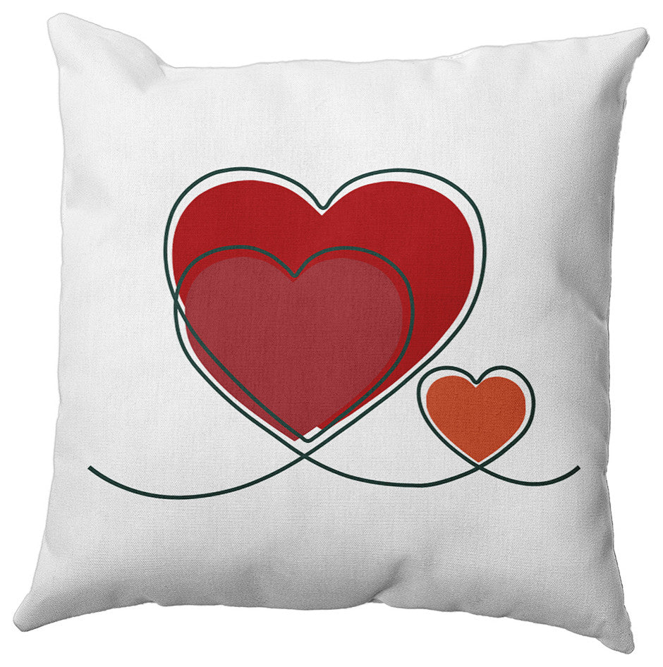 Hearts With Outlines Decorative Throw Pillow, Buddah, 16"x16"