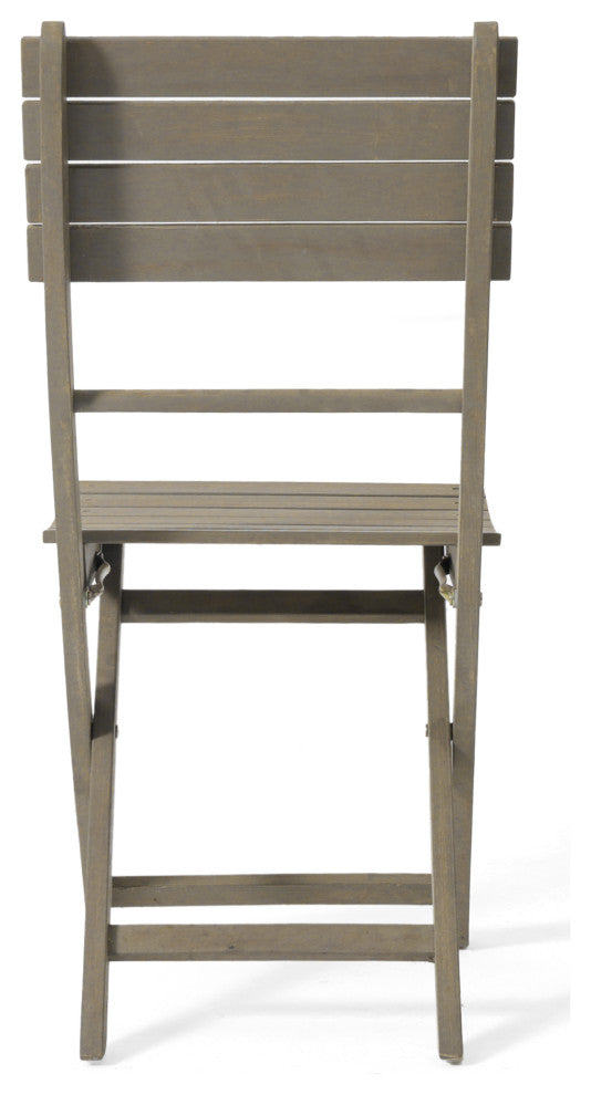 GDF Studio Vicaro Outdoor Gray Acacia Wood Foldable Dining Chairs, Set of 2