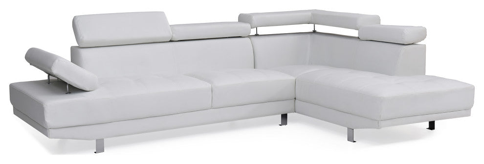 Riveredge 109" W 2 Piece Faux Leather L Shape Sectional Sofa, White