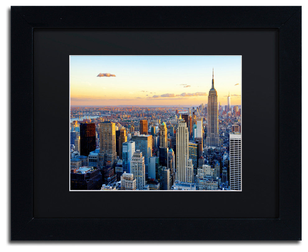 Philippe Hugonnard 'NYC at Sunset', Black Frame, Black Mat, 14x11