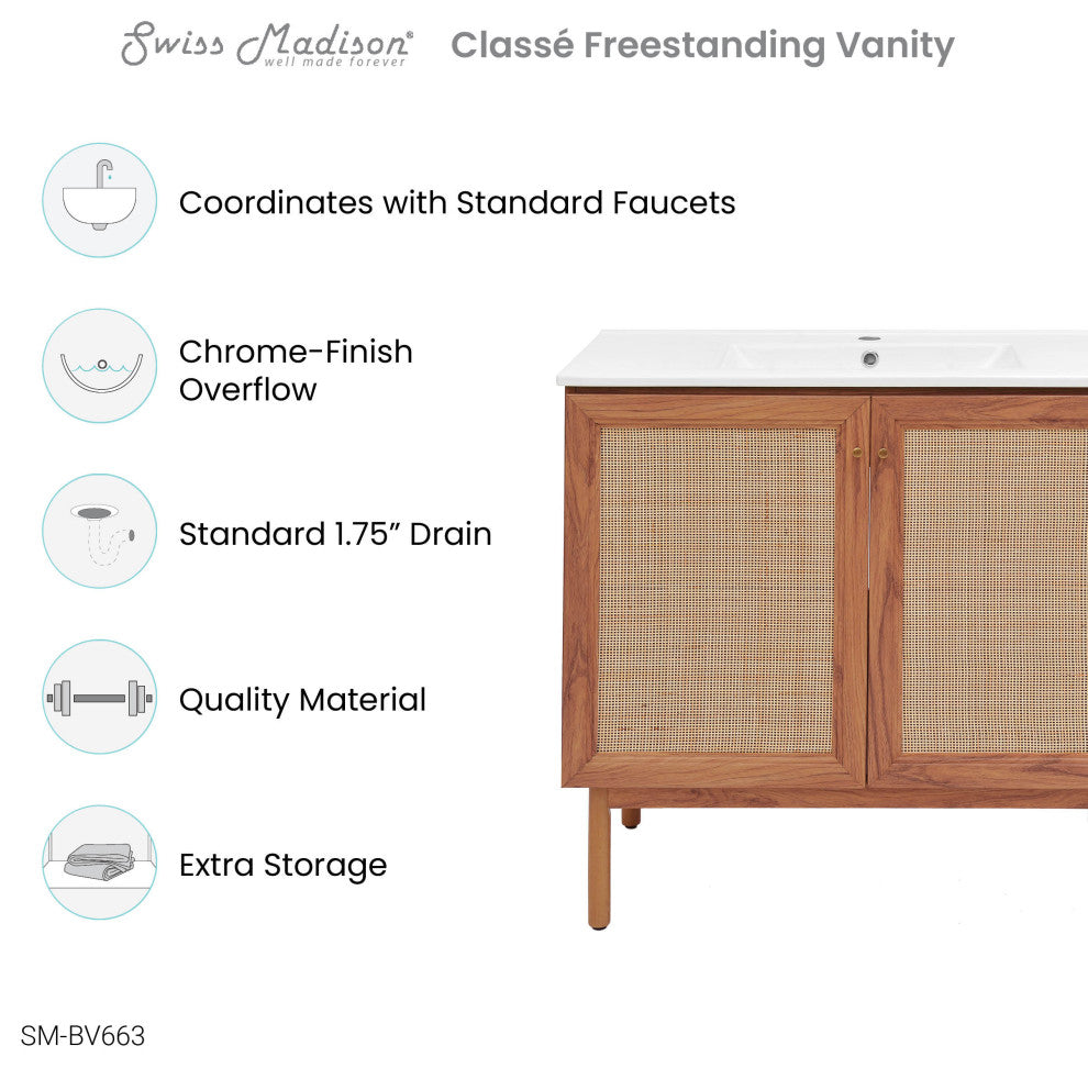 Classe Bathroom Vanity, Oak, 36"