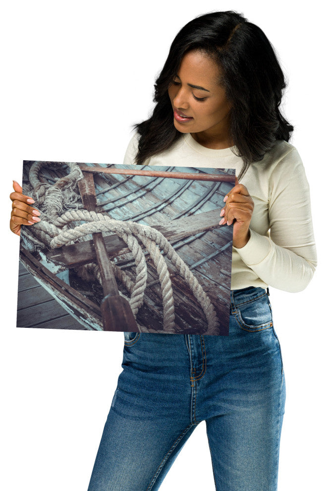 Vintage Boat Oars and Ropes Nautical Photo Loose Wall Art Prints, 11" X 14"