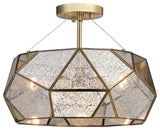 Euclid 16" 3 Light Semi-Flush Mount Aged Brass