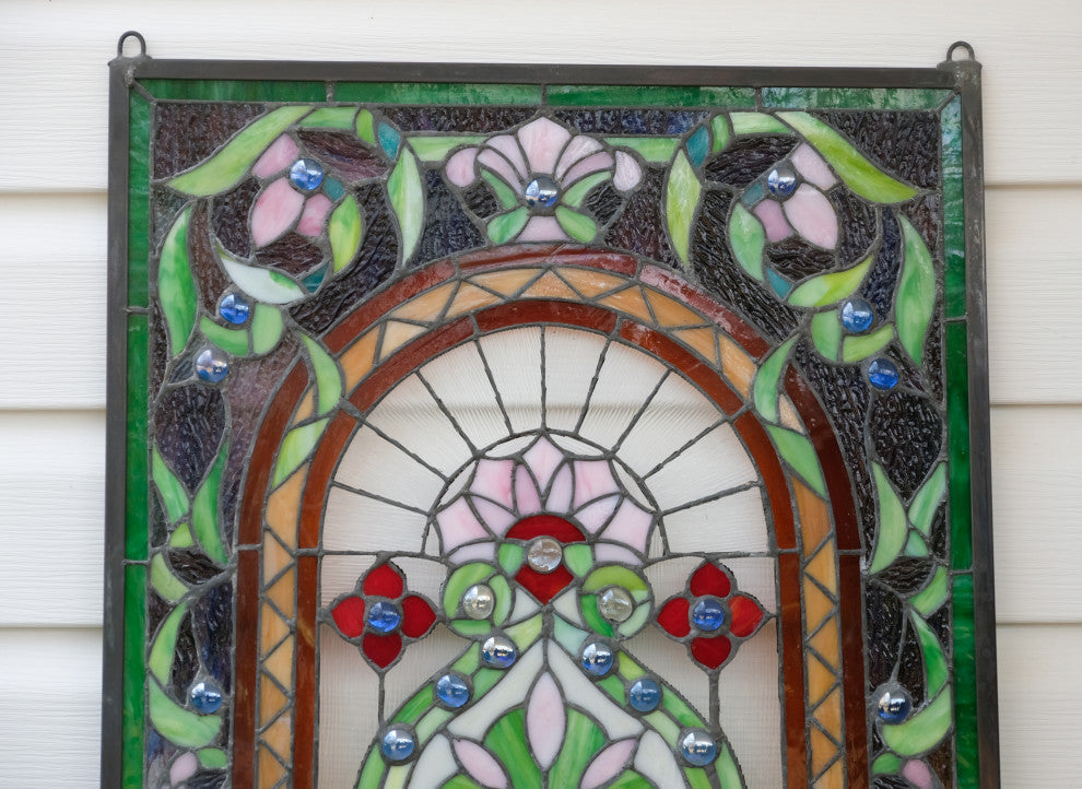 20" x 34.25" Large Handcrafted glass window panel QA154