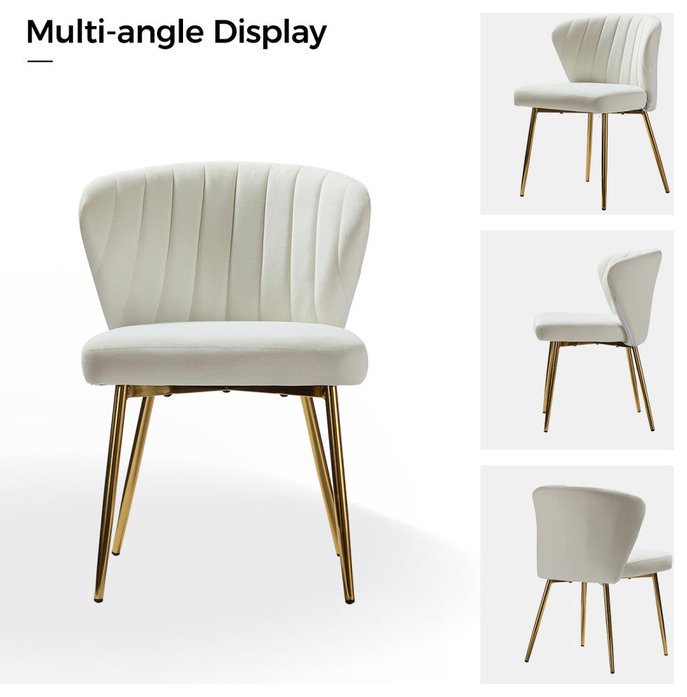 Luna Contemporary Side Chair With Tufted Back, Ivory