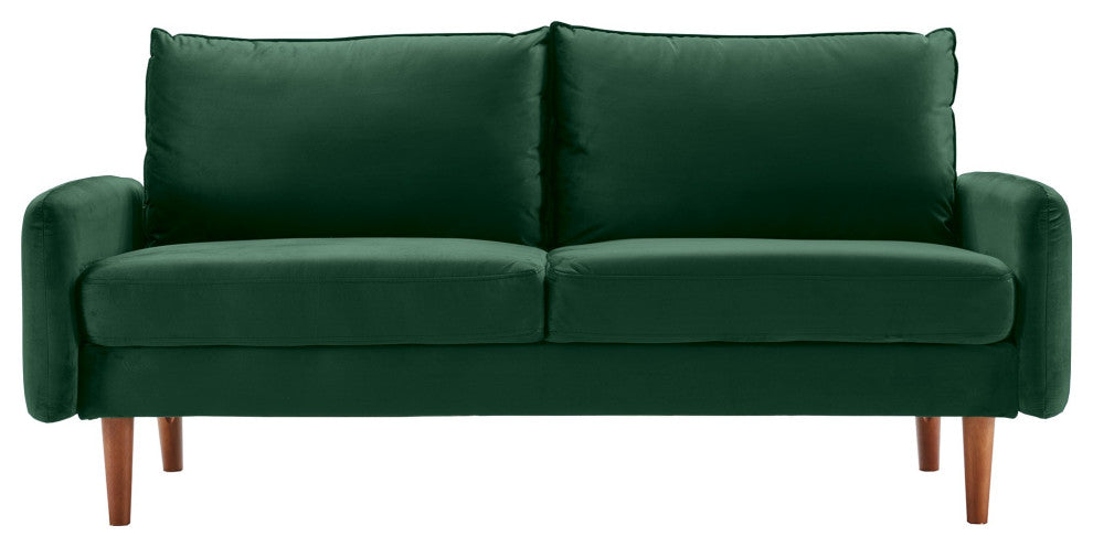 Green Contemporary Velvet Sofa With Side Pockets