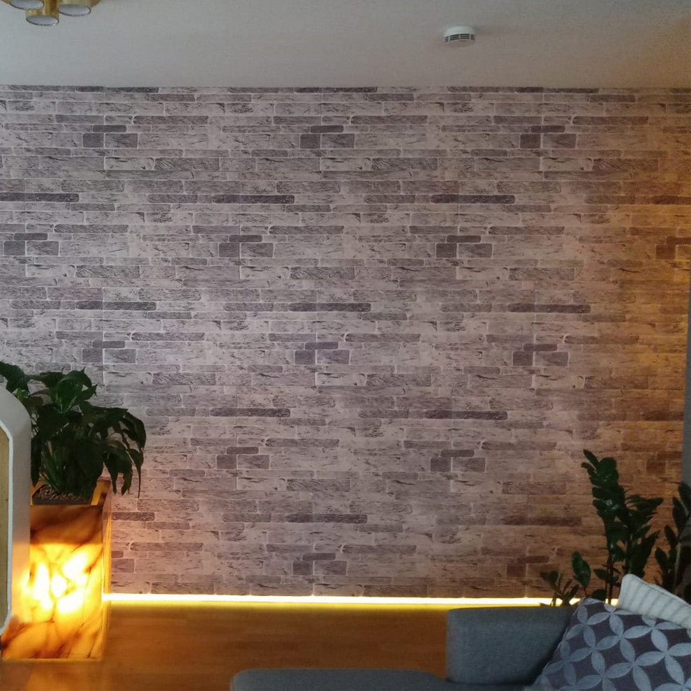 Faux Brick 3D Wall Panels, Light Gray, Set of 10, Covers 53 sq ft