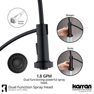 Karran Single-Handle Pull-Down Sprayer Kitchen Faucet, Matte Black