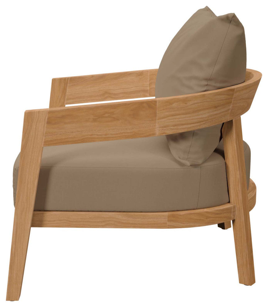 Lounge Chair Armchair, Brown Natural, Teak Wood, Modern, Outdoor Hospitality