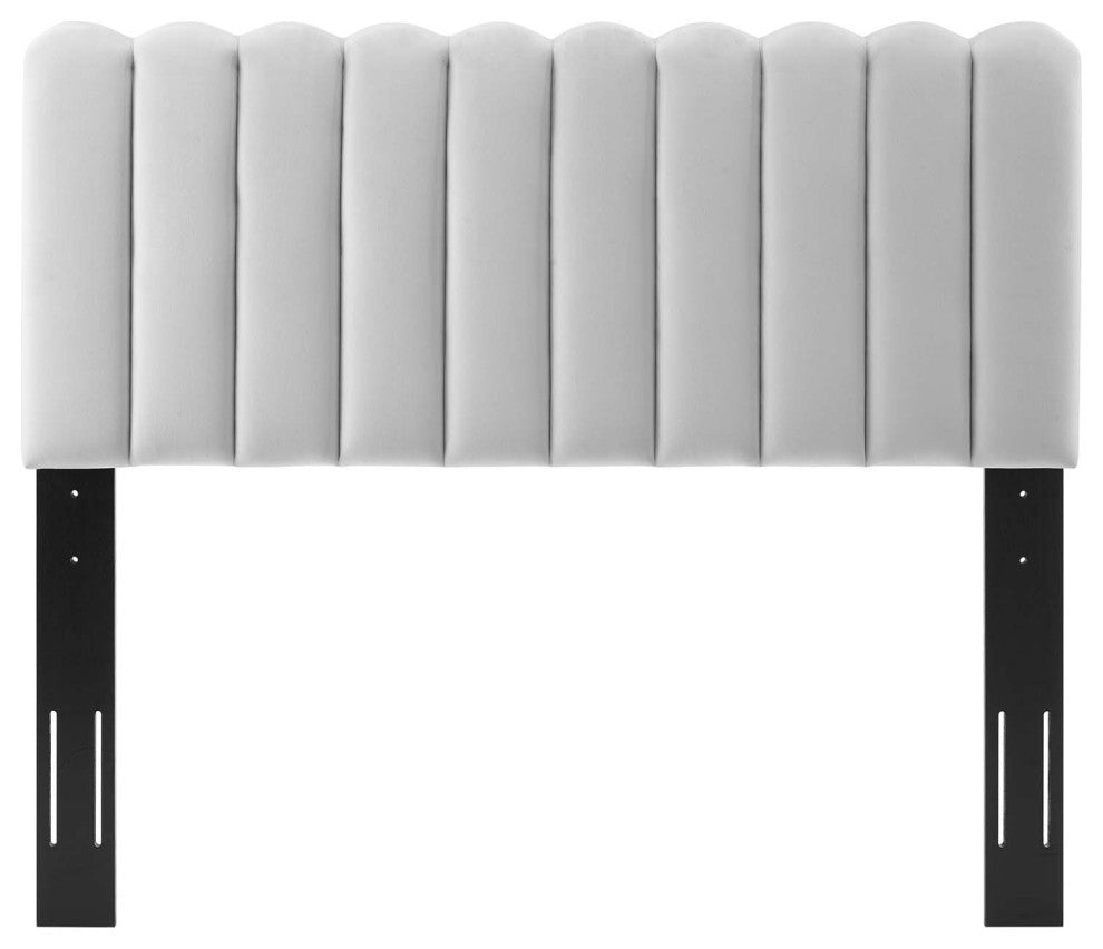 Headboard, Twin Size, Velvet, Light Gray, Modern Contemporary, Bedroom