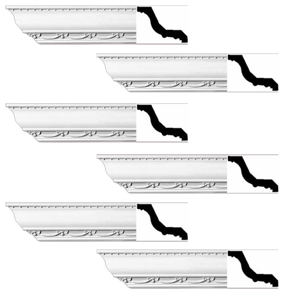 Ornate Cornice White Urethane Williamstown Design 6 Pieces Totaling 564" Length