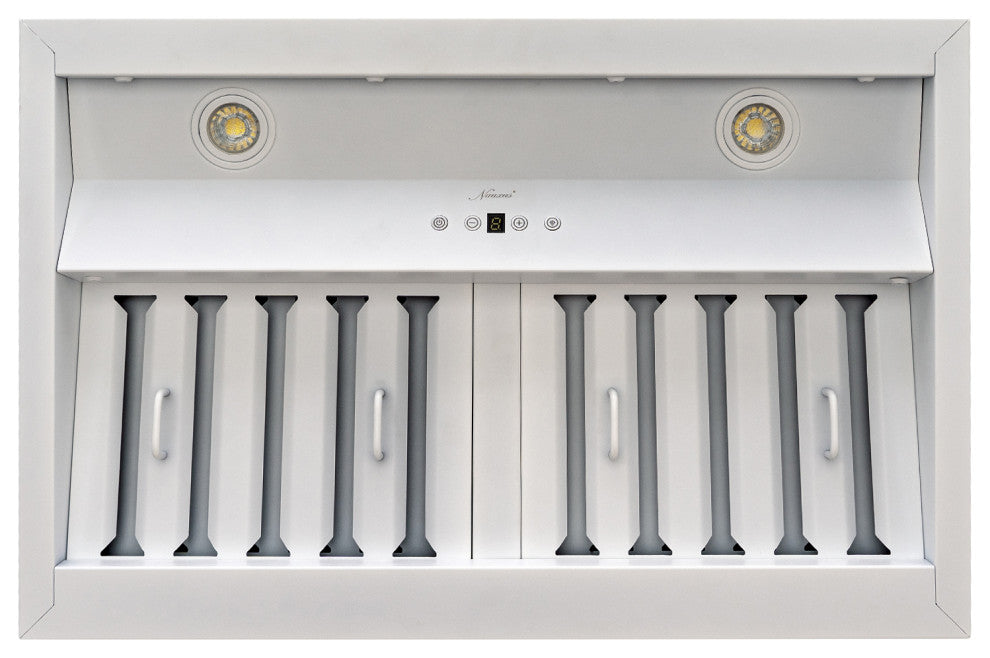 30" Insert/Built-in Satin White Range Hood, Dimmable, 3-Speeds 600CFM, Cool White Light, Satin White