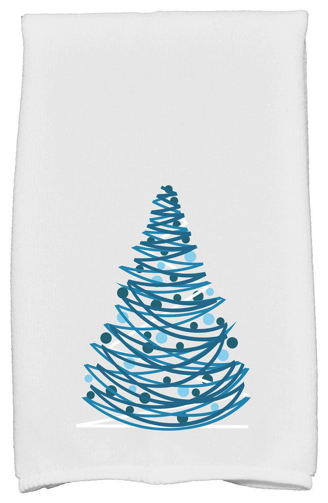 Oh Christmas Tree Decorative Holiday Geometric Print Hand Towel, Gray