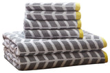 Intelligent Design Nadia Cotton Jacquard Bath Towel 6 Piece Set, Grey