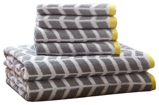 Intelligent Design Nadia Cotton Jacquard Bath Towel 6 Piece Set, Grey