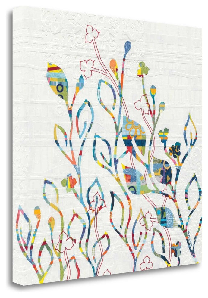 "Rainbow VInes With Flowers" By Kathy Ferguson, Giclee on Gallery Wrap Canvas