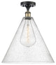Innovations 516-1C-BAB-GBC-164-LED 1 Light Semi-Flush Mount, Black Antique Brass