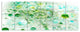 Green Blue Fractal Molecules, Abstract Wall Art Canvas, 70"x28", 6 Panels